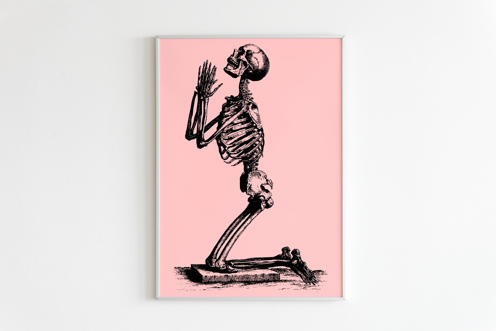 Pink Halloween Decor, Pink Halloween Skeleton, Skeleton Poster, Pink ...