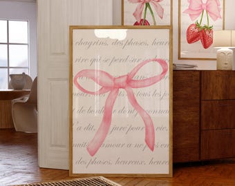 Pink Bow Poster, Coquette Aesthetic Poster, Pink Coquette Aesthetic Poster, Preppy Aesthetic Poster, It Girl Poster, Coquette Wall Art