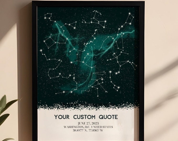 Custom Star Map Star Map Poster Custom Night Light Personalized Night ...