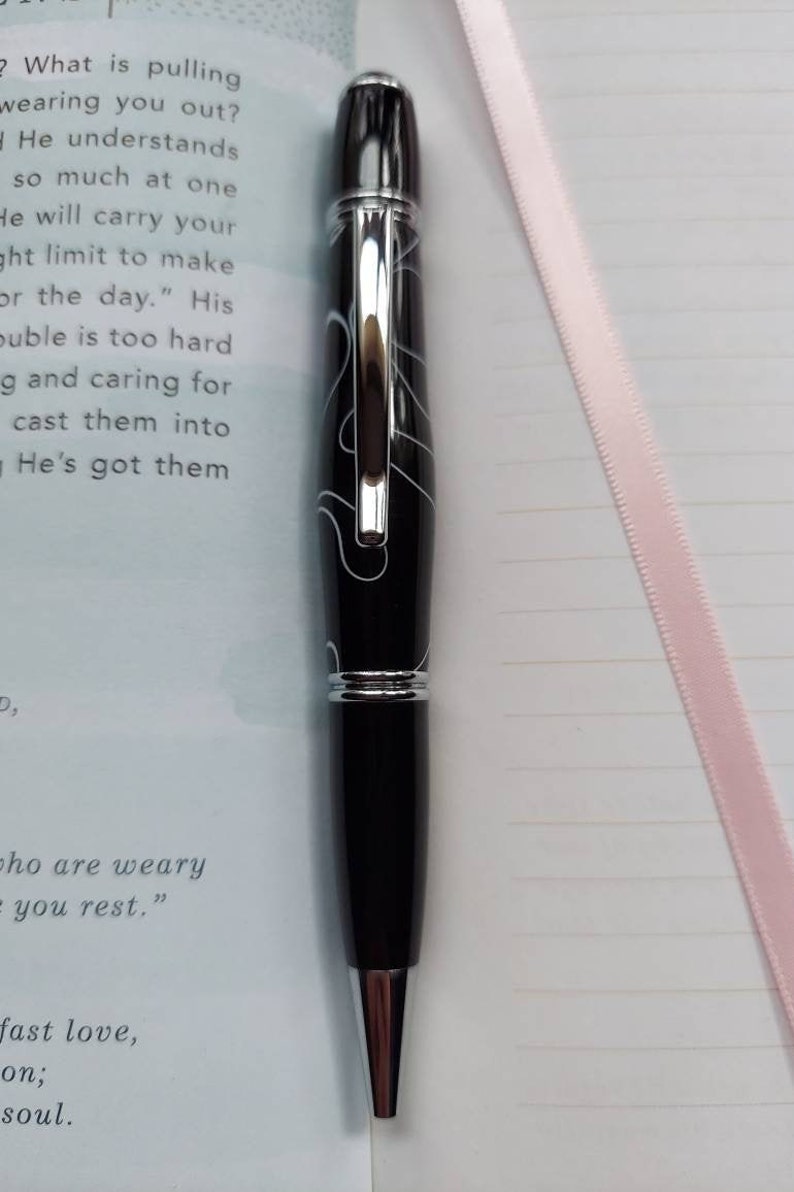 Handmade Black and White Acrylic Cigar Ballpoint Pen Gatsby Design Hand-turned