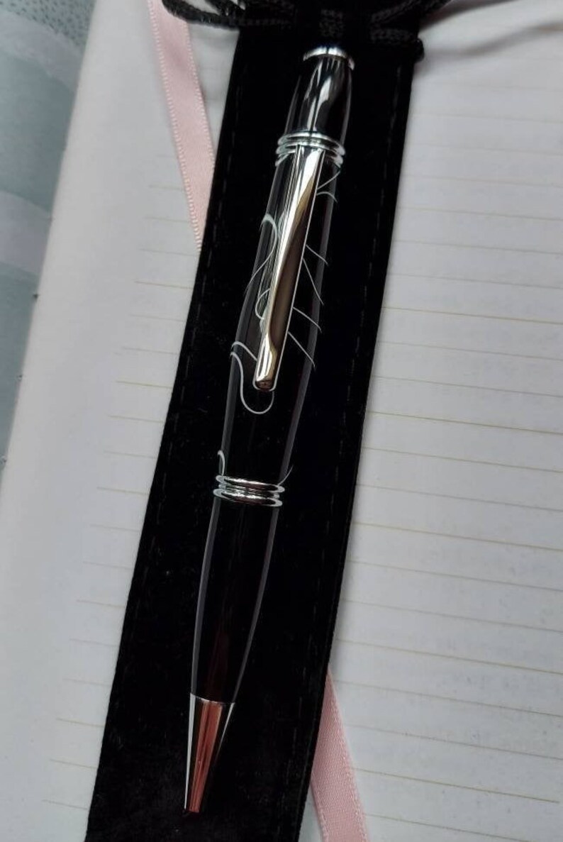 Handmade Black and White Acrylic Cigar Ballpoint Pen Gatsby Design Hand-turned