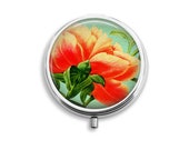 Underside Peony Pill Box Stash Case Silver