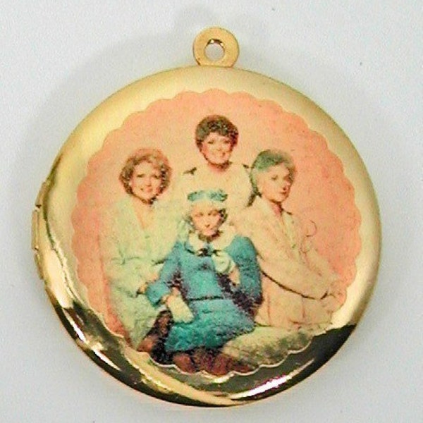 SALE ... THE GOLDEN GIRLS Vintage Brass Photo Locket UNIQUE ART PENDANTS Molly Spilane FREE SHIPPING WORLDWIDE