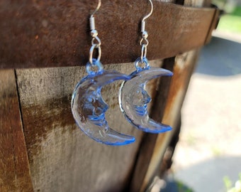 Earrings "BLUE Man In The Moon Shine" The Tarot DJ