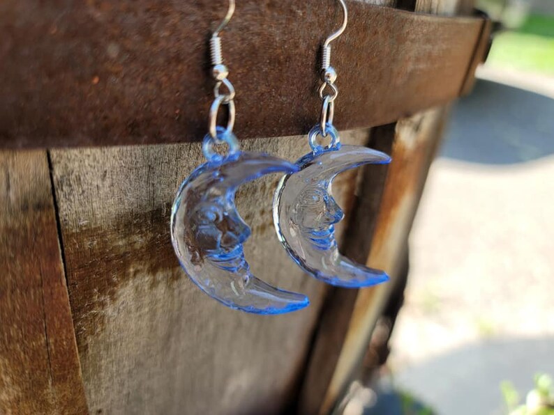 Earrings BLUE Man In The Moon Shine The Tarot DJ Bild 1