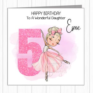 Gepersonaliseerde verjaardagskaart - schattige dansende balletmeisje-ballerina - dochter, kleindochter, nichtje, peetdochter, zus, vriend