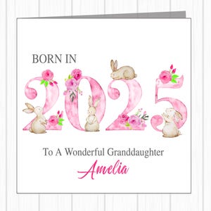 Tarjeta de recuerdo personalizada para bebé recién nacido en 2025: hija, nieta, ahijada, sobrina
