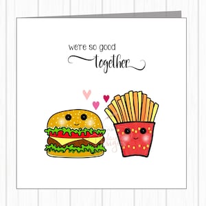 Grappige verjaardagskaart - We're So Good Together - Cute Cartoon Burger & Fries Couple
