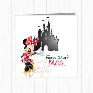 Cartão de revelação personalizado - Você está indo para a Disneyworld Disneyland Disney World Eurodisney Paris - Minnie Mouse