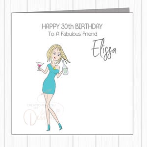 Divertente biglietto di auguri di compleanno - Donna che guarda una bottiglia di gin con occhio storto - Cocktail - Amica, sorella, figlia, mamma ecc.