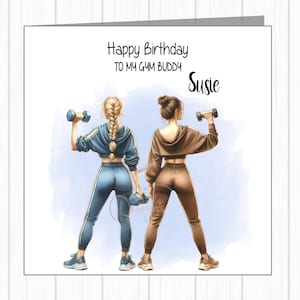 パーソナライズされた誕生日カード - ジム仲間へ - 一緒にトレーニングする魅力的な女性たち - 親友