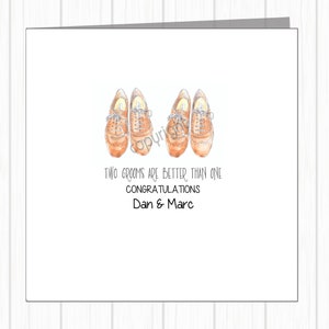 Carte de mariage homosexuel LGBTQ+ Gay Pride - Paire de chaussures richelieu pour le marié