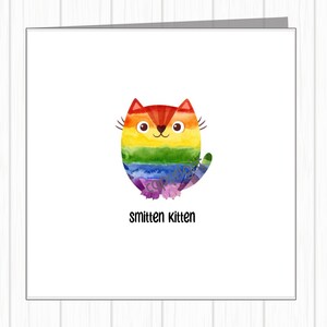 Carte LGBTQ+ Gay Pride - chat arc-en-ciel - chaton épris - envoi d'amour - anniversaire