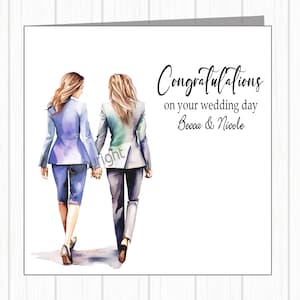 Carte de mariage lesbienne homosexuelle LGBTQ+ Gay Pride - Couple élégant pour deux mariées