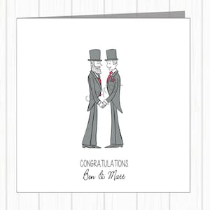 Carte de mariage homosexuel LGBTQ+ Gay Pride - Deux mariés qui rient