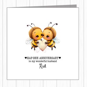 Biglietto d'auguri personalizzato per l'anniversario dell'ape - Coppia di api innamorate super carine - Per marito/moglie, fidanzato/a, fidanzata