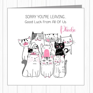 Carte de départ personnalisée - Pour un collègue quittant son travail, un nouvel emploi, une bande de chats amusants