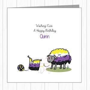 Carte d'anniversaire non binaire LGBTQ+ - Mouton laineux - Pour brebis - enfant, ami, parent