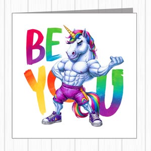 LGBTQ+ Gay Pride-kaart - Rainbow Unicorn - Be Proud - Be You - Stuur positiviteit - Ondersteunende vriendschap