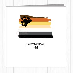 Carte personnalisée Gay Bear Pride - joyeux anniversaire - couleurs du drapeau - patte