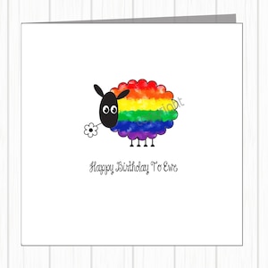 Carte drôle de mouton arc-en-ciel LGBTQ+ Gay Pride - Joyeux anniversaire à une brebis - Ami, fils, fille