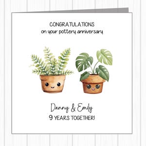 Cartão personalizado para 9º aniversário de casamento - Cerâmica - Lindo par de vasos de plantas!