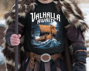 Camiseta vikinga para hombre, martillo de Thor, Valhalla, camiseta unisex, camiseta de mitología nórdica, ropa pagana, camiseta escandinava, camiseta de guerrero, camiseta vikinga