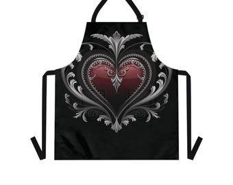 Witchy Goth schort, donkere Academia schort, zwarte schort, gotische keuken, gotisch cadeau voor haar, dames keukenschort, donkere esthetische gotische schort.