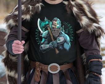 Camiseta vikinga para hombre, martillo de Thor, Valhalla, camiseta unisex, camiseta de mitología nórdica, ropa pagana, camiseta escandinava, camiseta de guerrero, camiseta vikinga