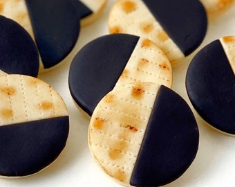 Passover Marzipan Matzah Black & White Cookies - Fun treat for Passover Seder!  The most delicious and pretty Pesach Hostess Gift!