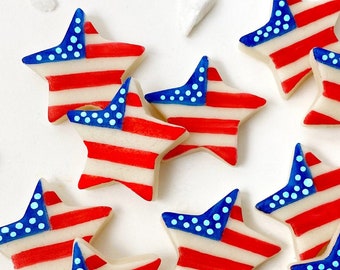 July 4th Flag Star Marzipan Candy Tiles! Celebrate Independence Day with red, white & blue delicious style!