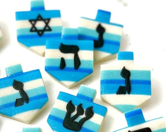 Sparkly Striped Hanukkah Dreidel Candies!  Delicious Hanukkah Dreidels for Hostess Gift, Dreidel Parties, Table Settings! Certified Kosher!