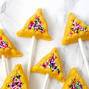 Purim Sprinkle Marzipan Hamantaschen Lollipops!  Kosher, Vegan, Great for Mishloach Manot, Gift Baskets and Purim Parties!  Kids & Adults!