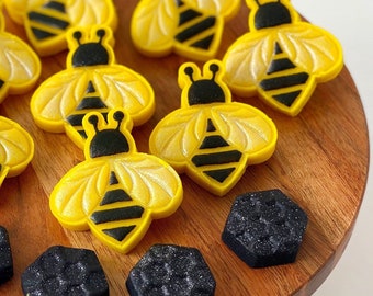 Rosh Hashanah Cookies Marzipan Bees & Honey! Delicious Holiday Dinner Hostess Gift! Embossed Bees and Glittery Honeycombs! Certified Kosher!