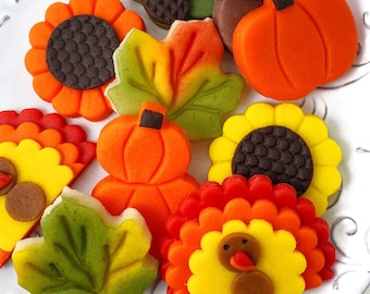 Thanksgiving Marzipan Candy Tiles! Thanksgiving Place Settings and Hostess Gift! Pumpkins, Turkeys and more!