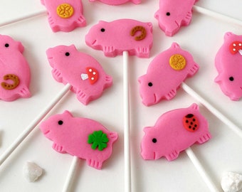 Gluckschwein!  Good Luck Marzipan Christmas Pig Lollipops!  Pass on Good Luck, or "Gluck", to your Friends and Family!   Glucksschwein!