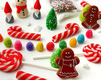 Christmas Gingerbread House Decorating Kit - Perfect for Yule Logs and Christmas Cakes!  Snowmen, Gumdrops, Candy Canes and more!