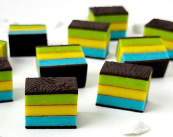Father's Day Marzipan Blue & Green Rainbow Cookie Collection!   Delicious and Vegan Classic Cookies!