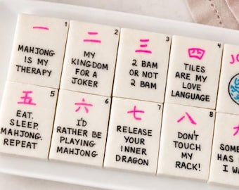 Edible Punny Mahjong Marzipan Tiles - Spring Candy Gift Box - Large and Personalizable