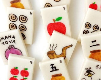 Rosh Hashanah Edible Mahjong Marzipan Tiles Gift Box (set of 12) - Kosher, Vegan