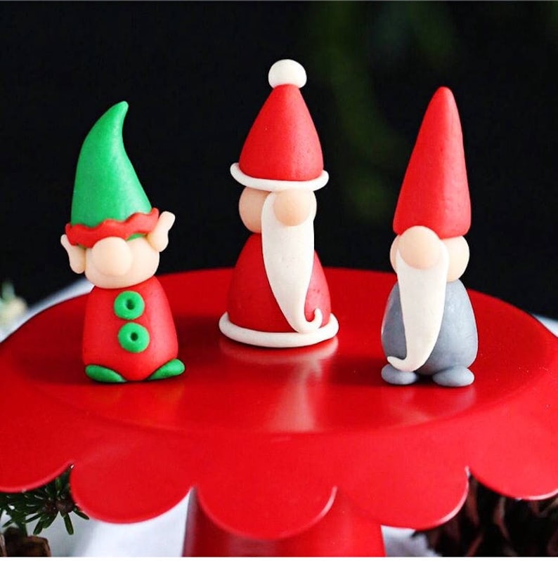 SANTA, ELF and GNOME Christmas marzipan candy Edible marzipan gift sculptures Great Cake and Cupcake Toppers A Delicious Treat image 3