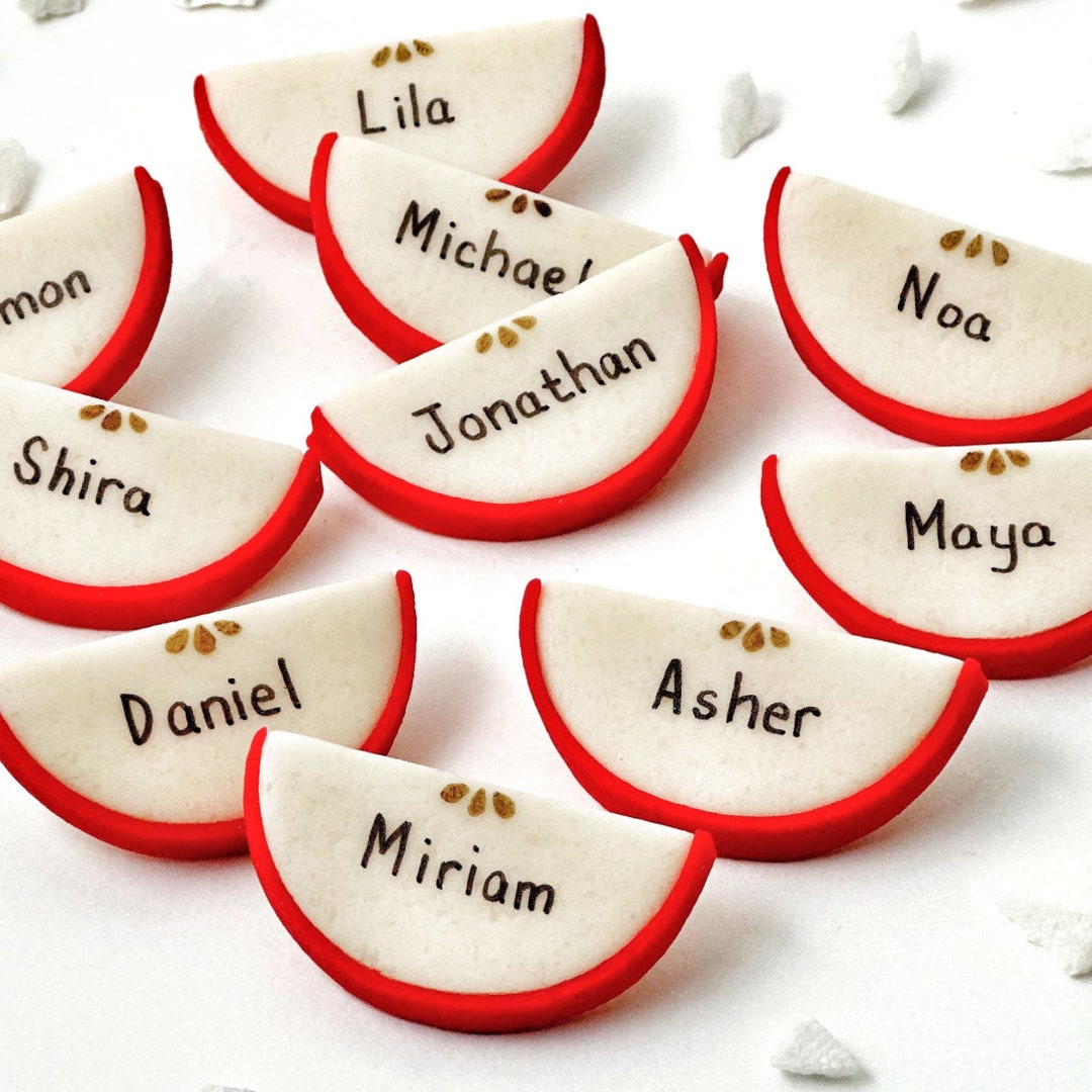 Rosh Hashanah Personalized Apple Slices Shana Tova Marzipan Tiles