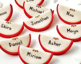 Rosh Hashanah Personalized Apple Slices!  Shana Tova Marzipan Tiles Cookies!  Sweet and Delicious! Great Hostess Gift! Certified Kosher!