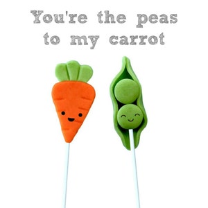 Valentine&#39;s Day Peas and Carrot &quot;Best Friends&quot; Marzipan Lollipops - A Great Gift for your BFF!