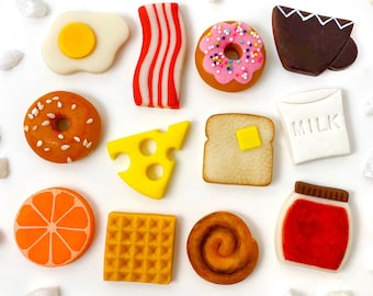 Brunch Marzipan Candy Tiles - Bacon, Eggs, Toast, Donuts, Cinnamon Rolls, Waffles and More!