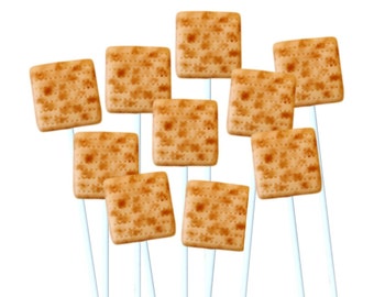 Passover Matzah Lollipops - the perfect Passover hostess gift and kids Seder gift!  Marzipan Candy Matzah Pops!