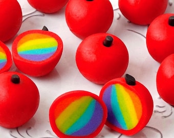 Rosh Hashanah Marzipan Rainbow Apple Truffles (set of 8) - Kosher, Vegan