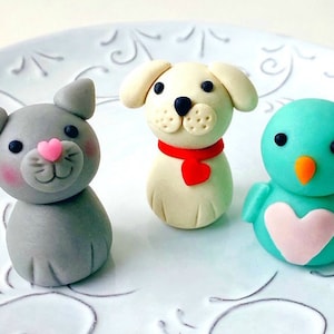DOG, CAT & BIRD Trio - Valentine&#39;s Day candy - Edible marzipan gift sculptures - A Delicious Treat!