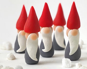 GNOME Christmas marzipan candy - Edible marzipan gift sculptures - Great Cake and Cupcake Toppers - A Delicious Treat!