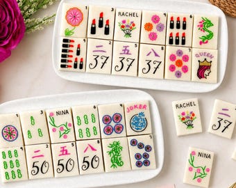 PERSONALIZED Edible Mahjong Marzipan Tiles - Custom Candy Birthday Gift Box